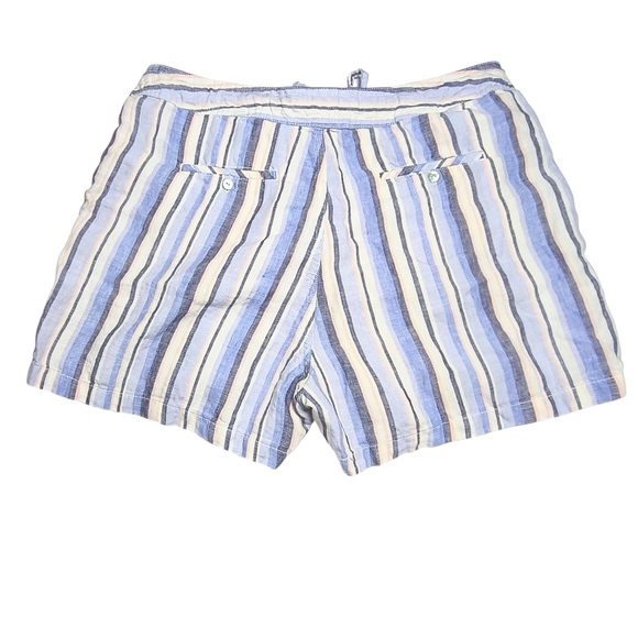 Artisan Ny Striped 100% Linen Nautical Vacation Shorts in Blue&White 14 - Picture 2 of 9